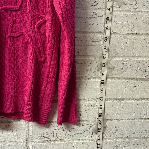 CHRLDR Cheerleader Hot Pink Cable Knit Star Sweater (XS) - Picture 4 of 10